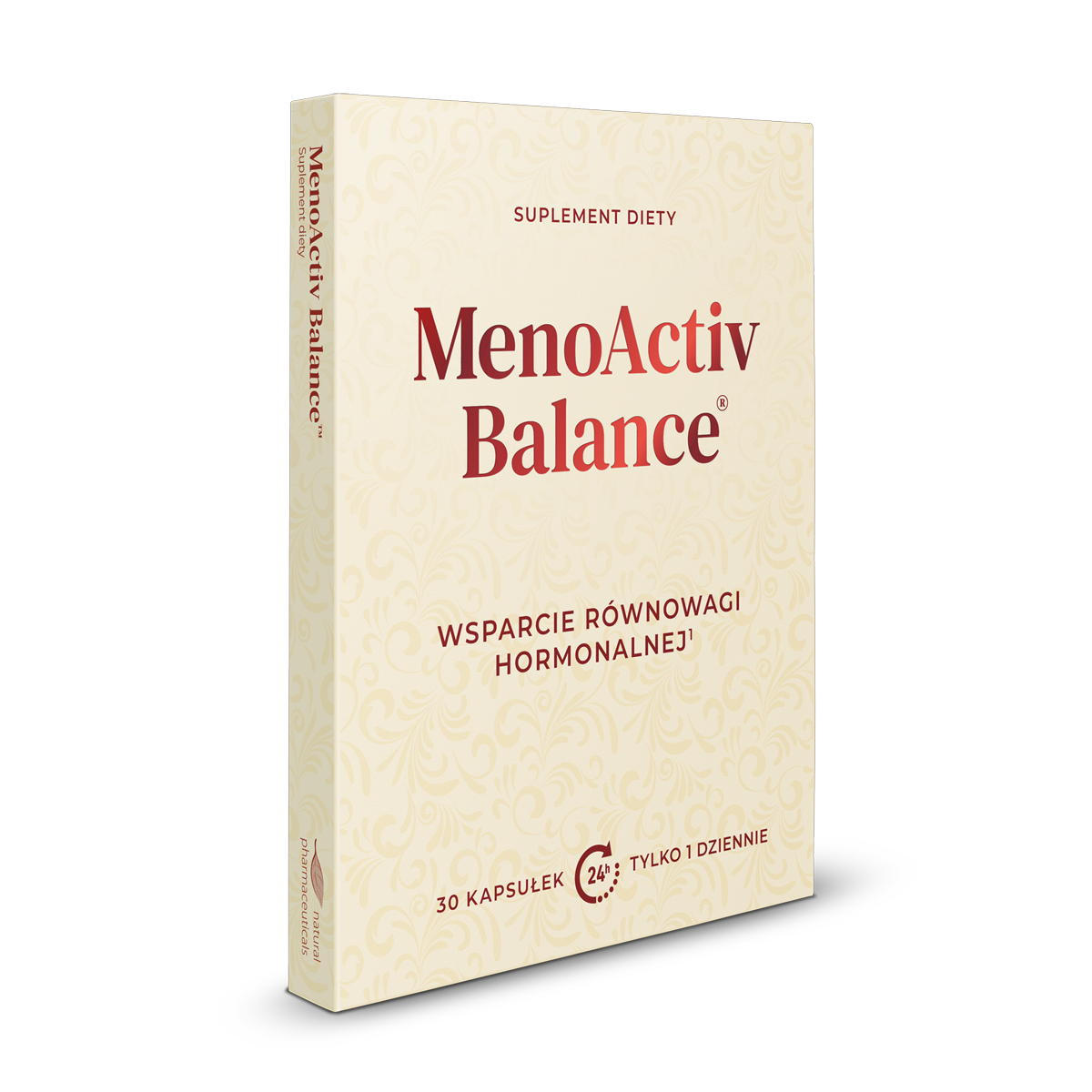 Suplement diety MenoActiv Balance wspiera równowagę hormonalną i zawiera 30 kapsułek do codziennego stosowania.