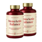 Suplement diety MenoActiv Balance wspiera równowagę hormonalną, oferując 180 kapsułek na 24 dni stosowania.